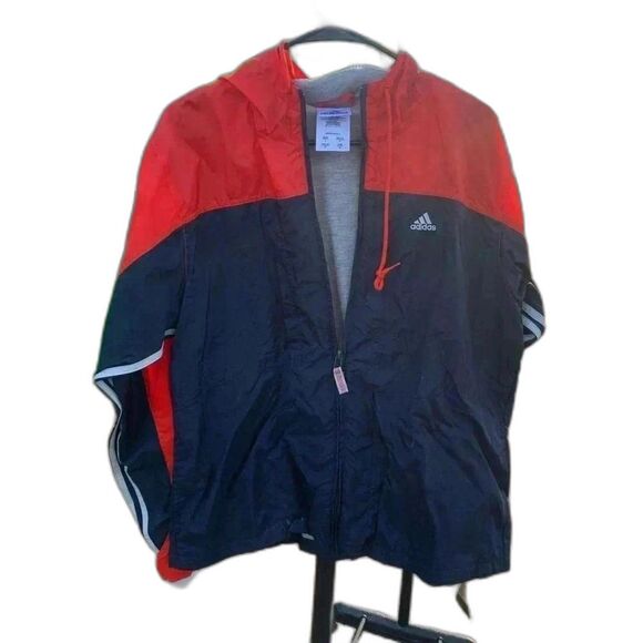 Adidas Men's Red & Blue Full Zip Hooded Windbreaker Jacket - Picture 3 of 4
